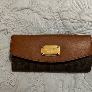 Michael Kors Gold and Brown Women's Wallet